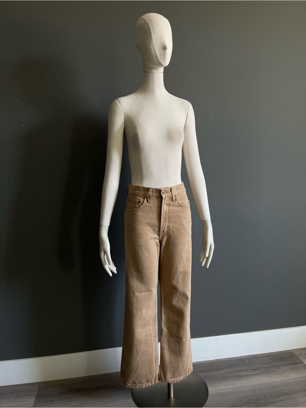 B SIDES Jasper Jeans 25 Beige High Rise Rigid Wide Leg Flare Cotton Made in USA